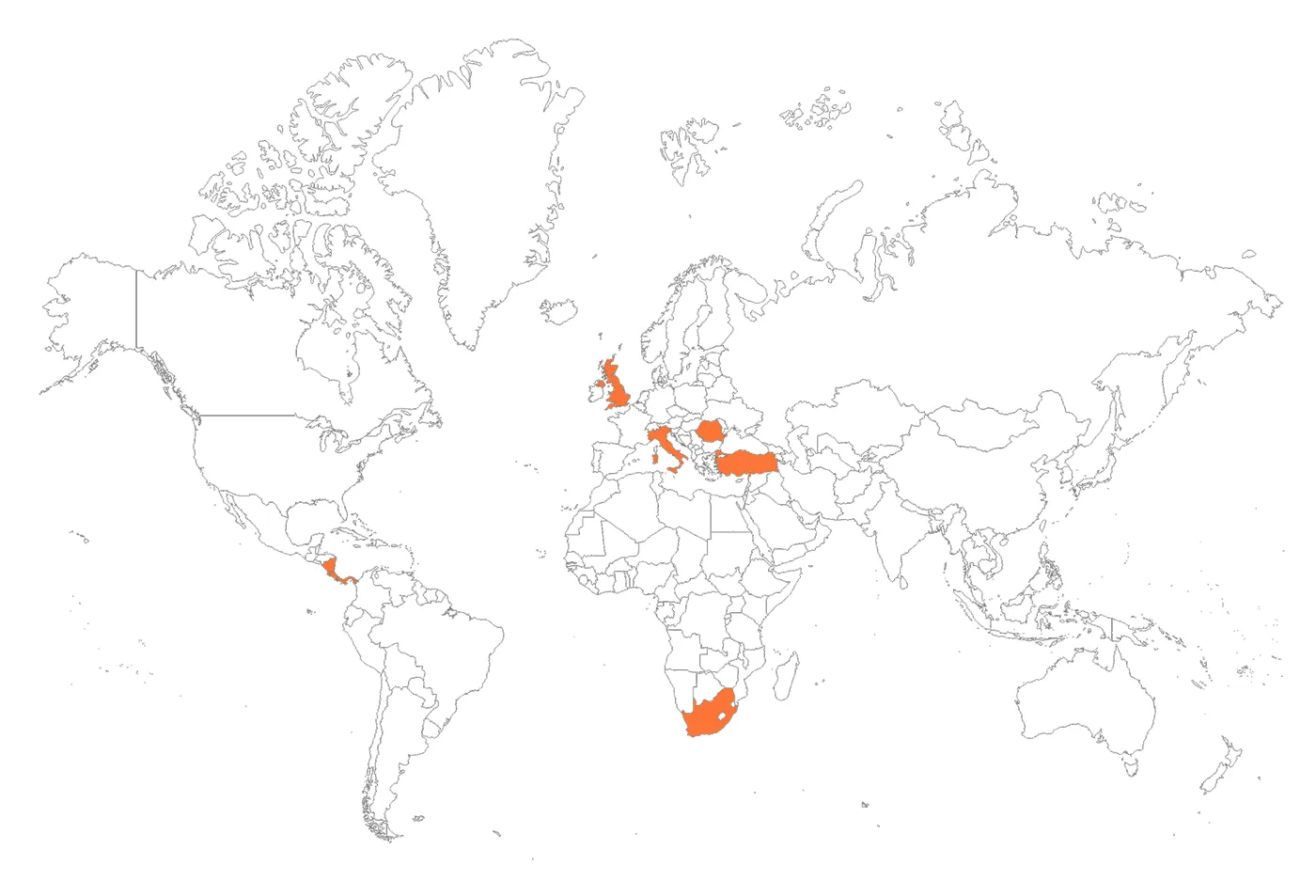 Mappa dei paesi in cui opera Studio Ekó